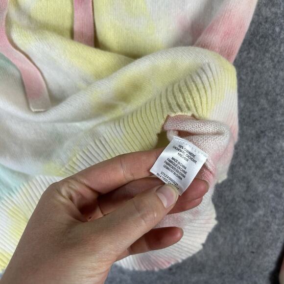 Minnie Rose Cashmere Tie Dye Hooded Sweater Womens Small Pink Yellow - Picture 5 of 9